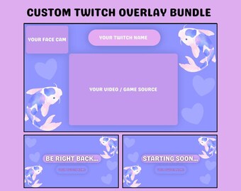 Koi Fisch Stream Overlay Paket | Japanischer Stil, Pastell Gamer Layout (Digitaler Download)