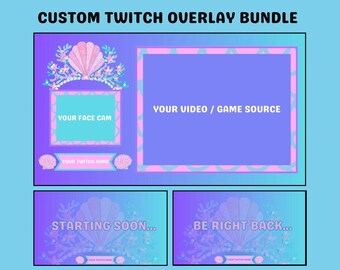 Meerjungfrau Twitch Overlay | Pastell Meeresstrom Paket (Digitaler Download)