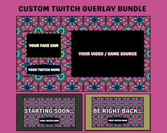 Kaleidoskop Twitch Overlay Paket | Bunte Bachschirme (Digital Download)