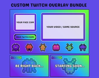 Retro Gamer Twitch Overlay Paket | 8-Bit Arcade Stream Bildschirme (Digitaler Download)