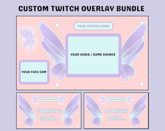 Pastell Fee Twitch Overlay | Fantasy Stream Paket, BRB, Startet bald (Digitaler Download)