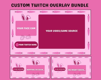 Pinkes Häschen Twitch Overlay | Cozy Gamer Girl Stream Paket (Digitaler Download)