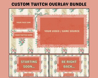 Vintage Cottagecore Stream Overlay Paket | Gemütliche Blumengitter (Digitaler Download)