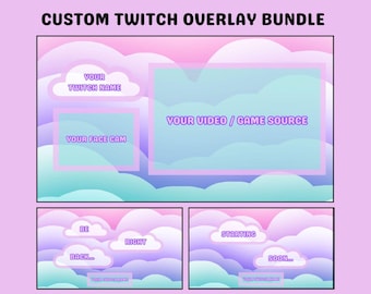 Pastell Wolke Twitch Overlay | Soft Gamer Girl Stream Bildschirme (Digitaler Download)