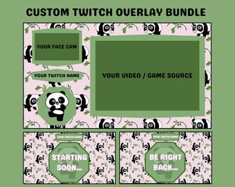 Panda Twitch Overlay | Rosa Kawaii Pastellbilder (Digitaler Download)