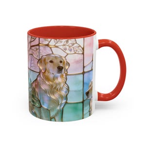 Golden Retriever Stained Glass Ceramic Mug 11oz Red