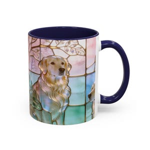 Golden Retriever Stained Glass Ceramic Mug 11oz Navy