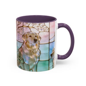 Golden Retriever Stained Glass Ceramic Mug 11oz Purple