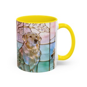Golden Retriever Stained Glass Ceramic Mug 11oz Yellow