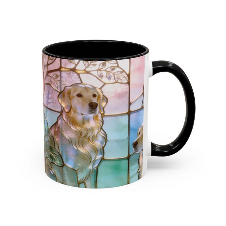 Golden Retriever Stained Glass Ceramic Mug 11oz Black