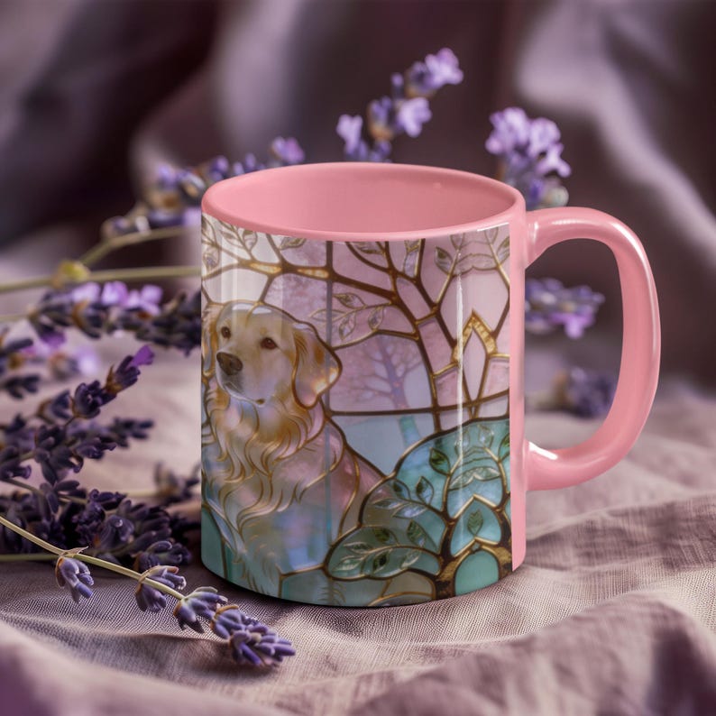 Golden Retriever Stained Glass Ceramic Mug 11oz image 1
