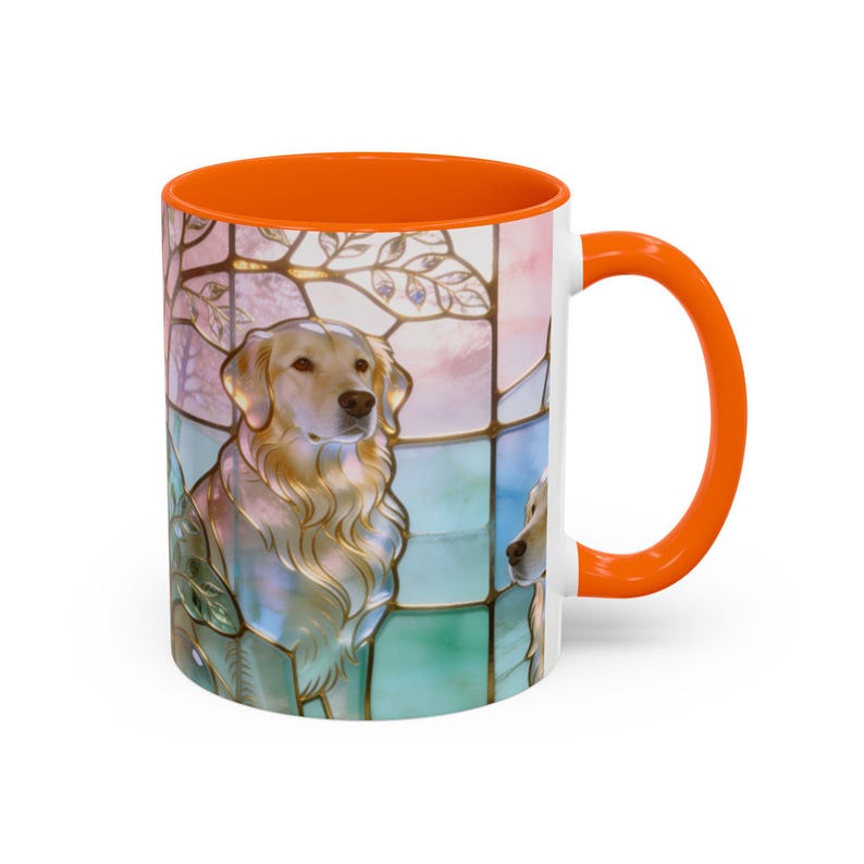 Golden Retriever Stained Glass Ceramic Mug 11oz Orange