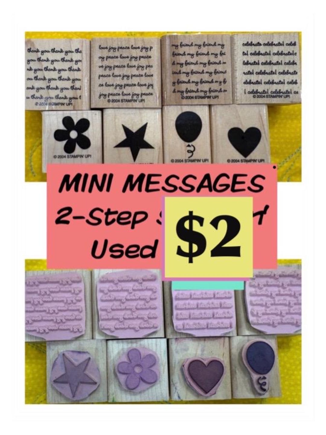 MINI MESSAGES - Vintage Wood Stamp Set - Etsy