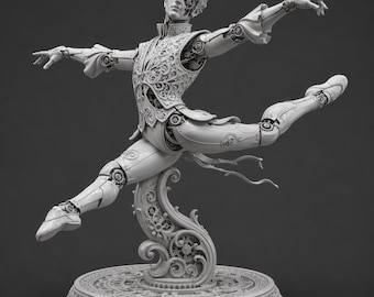 The Virtuoso – Clockwork Performer Miniature | Dynamic Leaping Pose | Fantasy Resin Model