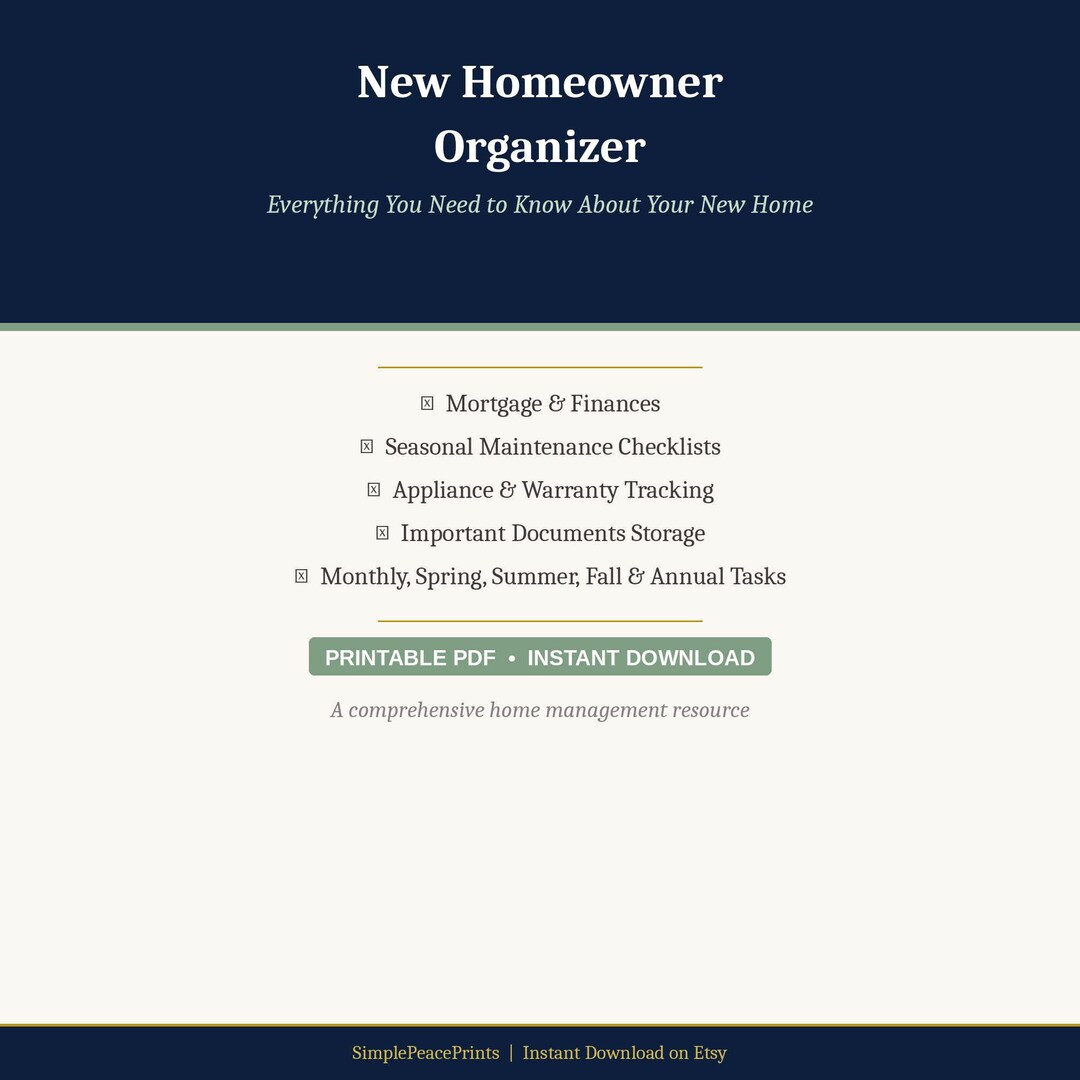 New Homeowner Organizer Printable | Home Buyer Guide | Mortgage Tracker ...