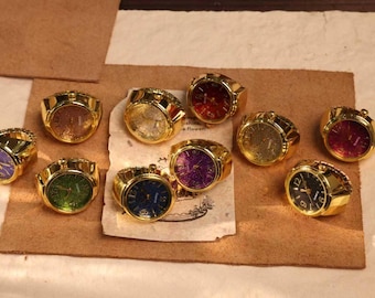 Reloj de anillo personalizado: correa ajustable, esfera colorida, grabado personalizado (aleación).