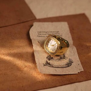 Personalized Crystal Ring Watch: Custom Engraved Square Dial Jewelry image 17