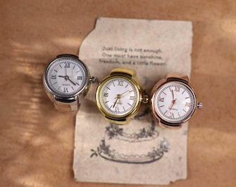 Personalized Name Ring Watch Custom Engraved Ring Watch Adjustable Finger Watch Vintage Minimalist Jewelry Gift for Her Birthday Anniversary
