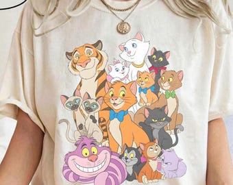 Disney Cats Mickey Balloons T-shirt, Cheshire Lucifer Yzma Cat, The Aristocats Shirt, Disney Cat Lovers Tee, Disneyworld Trip Family Shirt