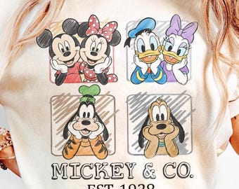 Retro Mickey & Co 1928 Comfort Colors Shirt, Mickey and Friends Tee, Disneyworld Shirt, Vintage Disney Family Trip Shirt, Disney Gift