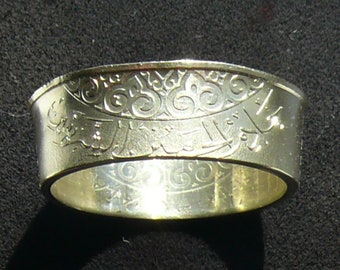 Ring Size 6 and Double Sided Ladies Bahrain 10 Fils Brass Coin Ring
