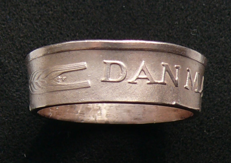Bronze Coin Ring 1963 Denmark 5 Ore Ring Size 8 and Double Sided