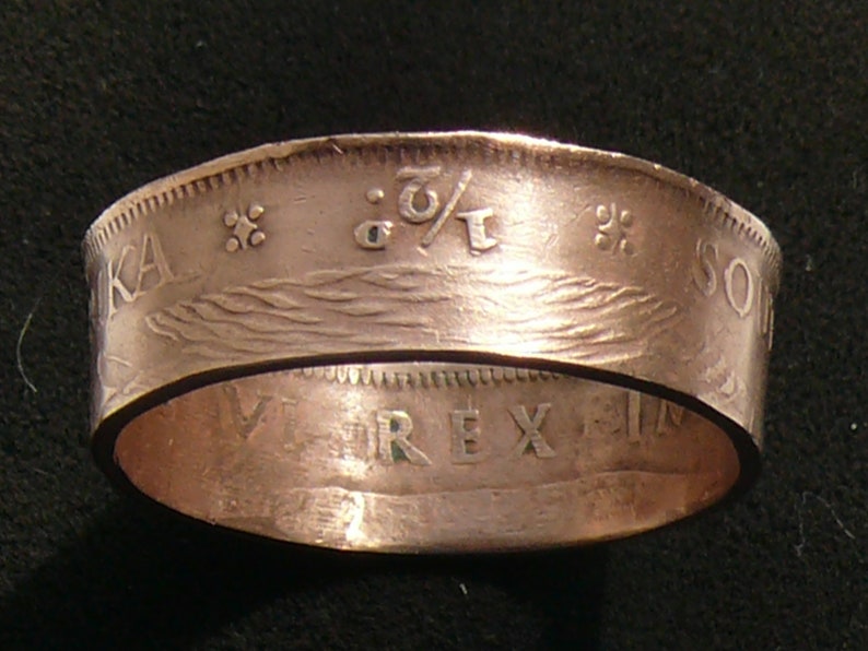 Ring Size 9 12 and Double Sided 1942 South Africa Half Penny Coin Ring