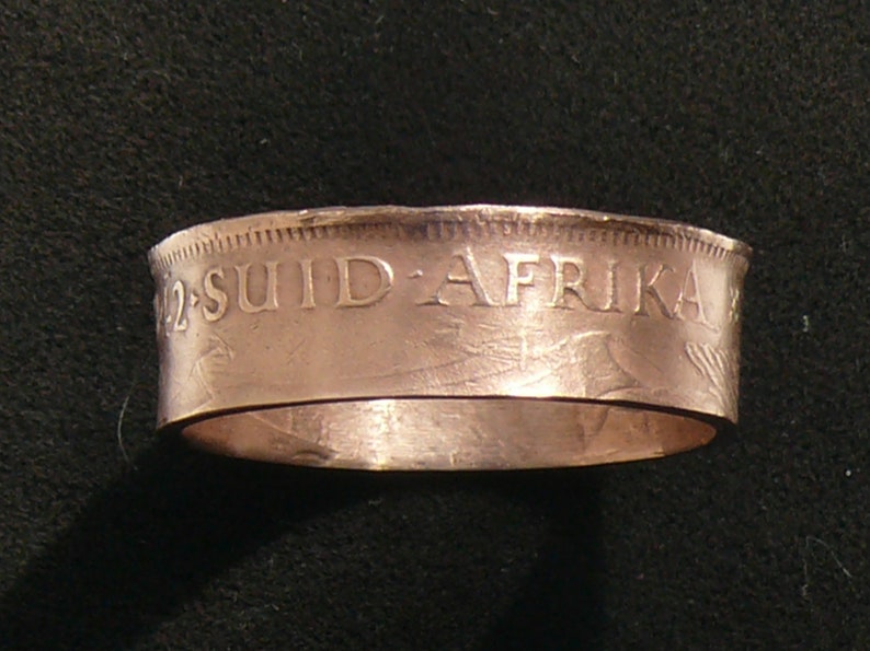 Ring Size 9 12 and Double Sided 1942 South Africa Half Penny Coin Ring