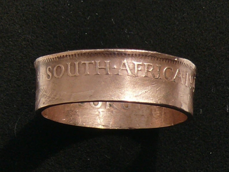 Ring Size 9 12 and Double Sided 1942 South Africa Half Penny Coin Ring