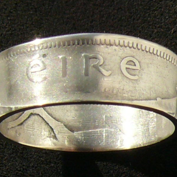 Silver Coin Ring 1939 Ireland 1 Scilling, Ring Size 8 and Double Sided