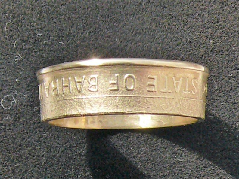 Ring Size 6 and Double Sided Ladies Bahrain 10 Fils Brass Coin Ring