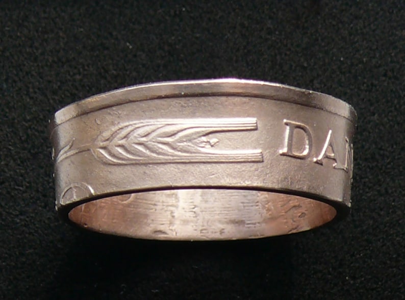 Bronze Coin Ring 1963 Denmark 5 Ore Ring Size 8 and Double Sided