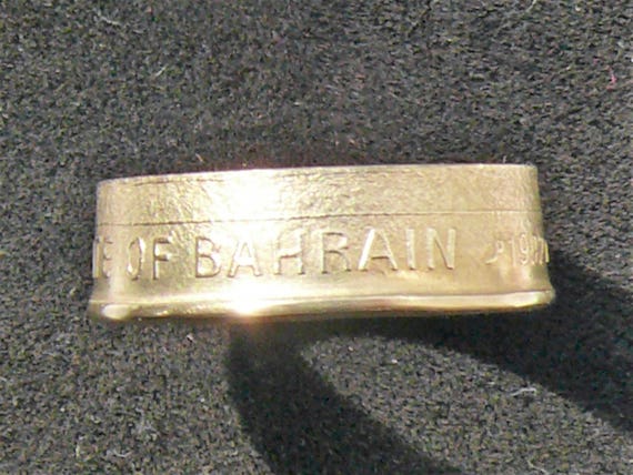 Ring Size 6 and Double Sided Ladies Bahrain 10 Fils Brass Coin Ring