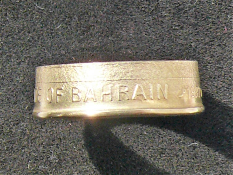 Ring Size 6 and Double Sided Ladies Bahrain 10 Fils Brass Coin Ring