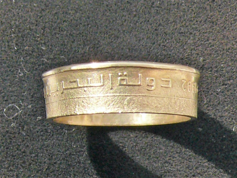 Ring Size 6 and Double Sided Ladies Bahrain 10 Fils Brass Coin Ring
