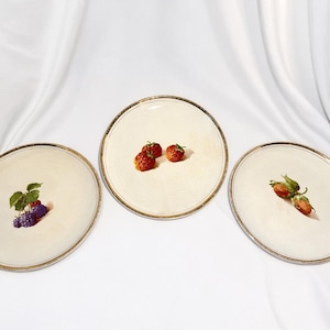 Vintage Dresdner Obstteller - 3er Set mit Goldrand