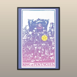 Carta del Rey de Oros del Tarot, Impresión en Lienzo Enmarcada / Decoración de Pared para Adivinación - Varias Opciones de Tamaño y Color de Marco
