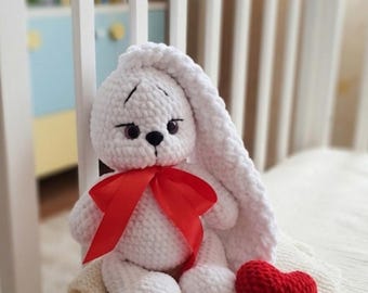Long-Eared Plush Bunny & Heart Toy Gift Set