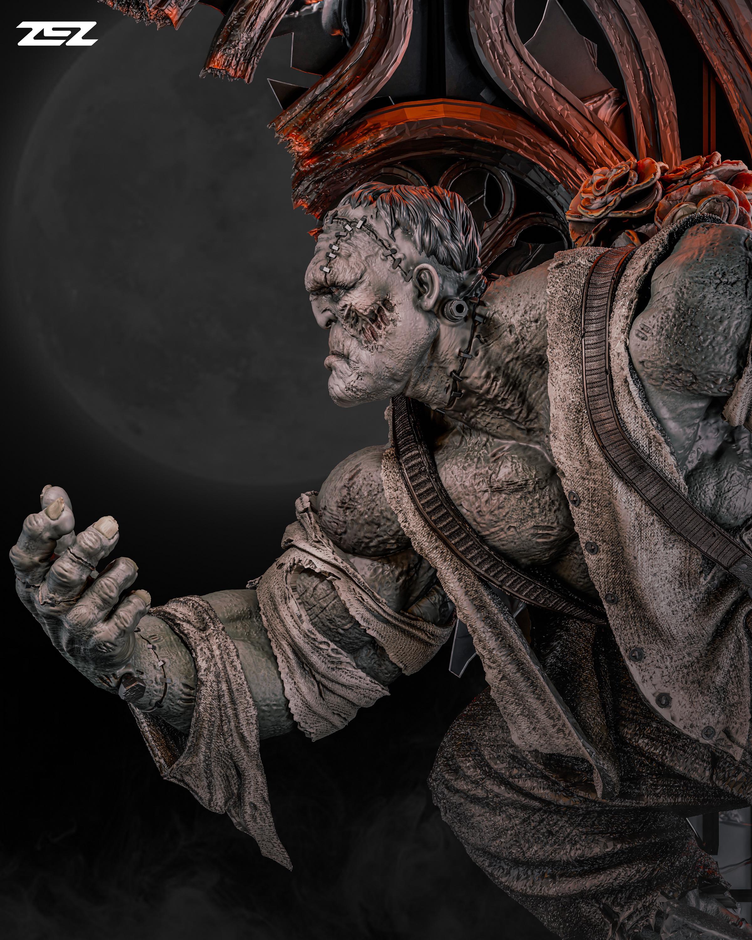 Frankenstein Monster STL Statue – Graveyard Breach 3D Print Model ...