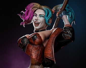Chaos Jester Girl Bust | Mischief Portrait STL 3D Print File (Digital Download)