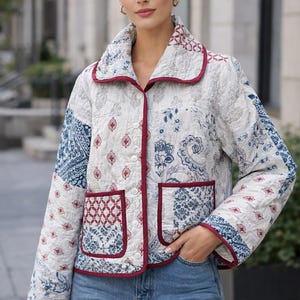 Handmade Quilted Jacket, Upcycled Quilt Coat, Patchwork Jacket, Lightweight Boho Coat, Sustainable Fashion, Artisan Outerwear