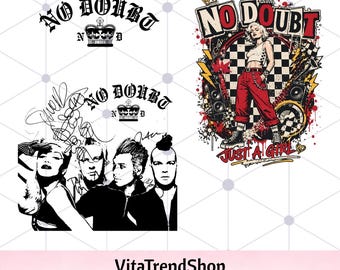 No Doubt Band PNG | Gwen Stefani Retro Shirt Design | Vintage 90s No Doubt Tee Digital Download File