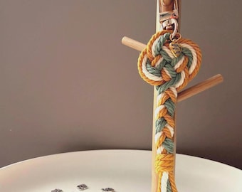 Handmade Josephine Knot Keychain | Braided Cotton Bag Charm, Wedding Favor