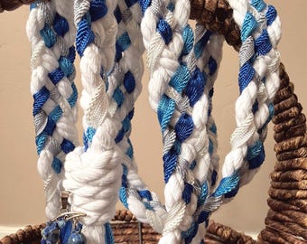 Blue Handfasting Cord | Celtic Wedding Braid with Lapis Moon, Tree of Life Charms