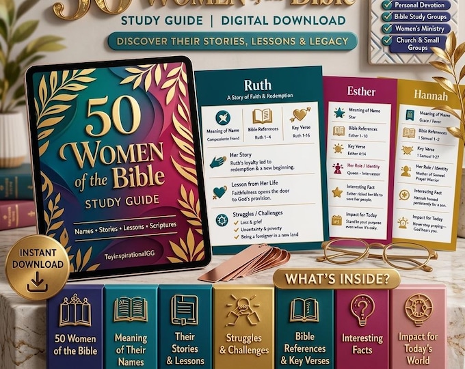 50 Women of the Bible Study Guide | Christian Devotional (PDF Download)