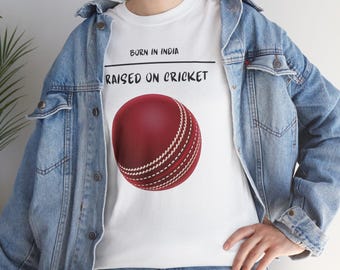 Raised on Cricket T-Shirt | Red Cricket Ball Tee