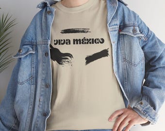 Viva Mexico Graphic Tee, Artsy Brush Stroke Cotton Shirt