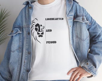 South African Origin and Heritage Shirt Lionhearted and Proud Tee Lion Face Graphic