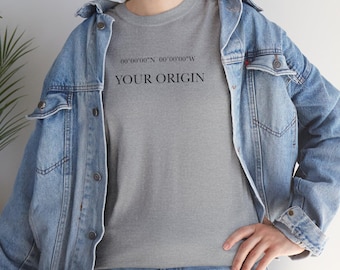 Minimalist Coordinates Tee: Your Origin Statement T-Shirt