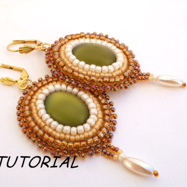 Bead tutorial, Sunflower earrings, Earrings pattern with seed beads and lunasoft  cabochon